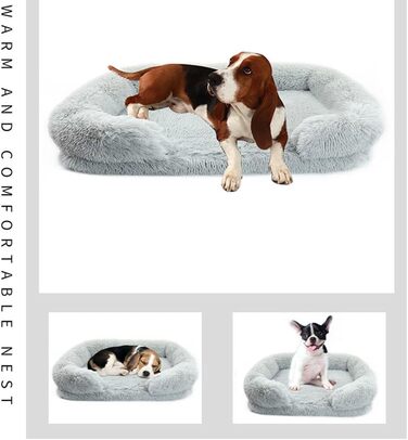 MISSMAO Ортопедичне ліжко для собак, лежанка для собак - Знімний чохол - М'яке собаче ліжко, килимок для домашніх тварин, що можна прати, для собак та котів, сірий, XXL (120x80x20 см)