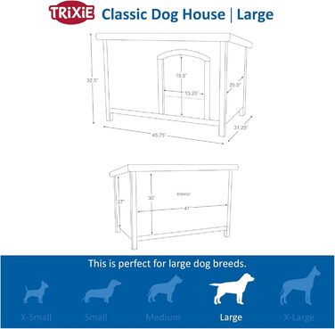 Будка для собак TRIXIE Natura Classic з плоским дахом, вологостійка, 116×82×79 см, сіра