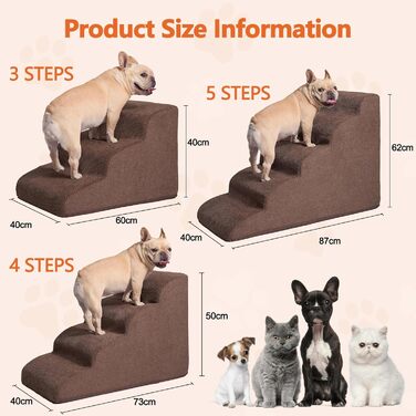 Сходинка для собак Galatée: зручна та стабільна, 5 сходинок, знімний, пральний чохол, протиковзка, для диванів, ліжок та авто