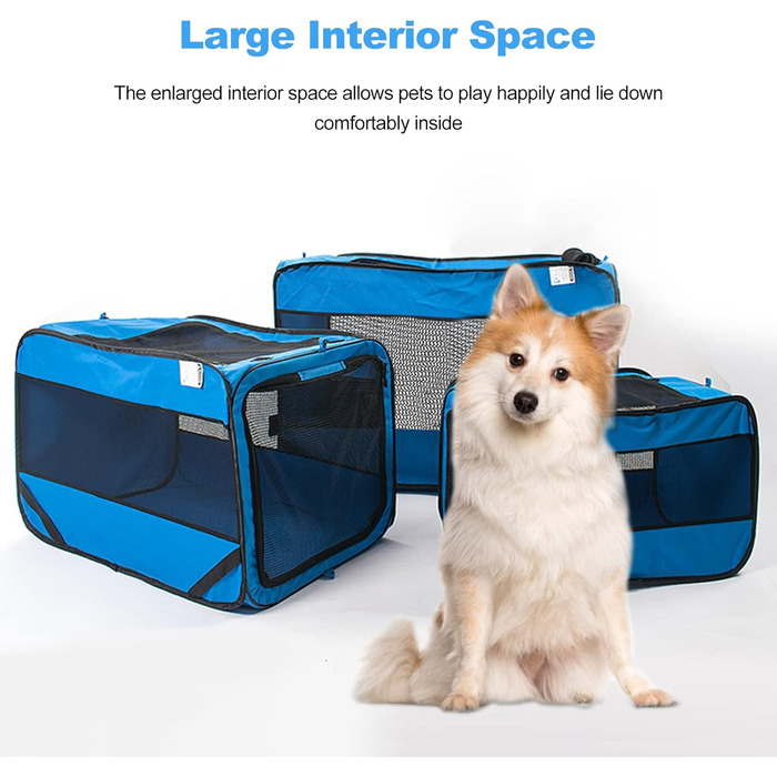 Складана переносна переносна коробка для собак Ergocar для автомобіля, блакитна, з підстилкою з флісу