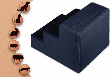 Сходинка для собак Mg Design - 3 сходинки, блакитний колір. Стабільна дерев'яна рама, захищає суглоби, легка та мобільна, для диванів та ліжок, підходить для собак та котів. Розміри: 40 x 45 x 35 см