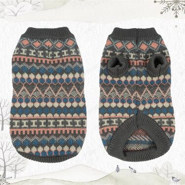 Пуловер для собак Х'юмараян - Бохо стиль, теплий пуловер для маленьких собак, святковий, з отвором для шлейки, сірий (XL)