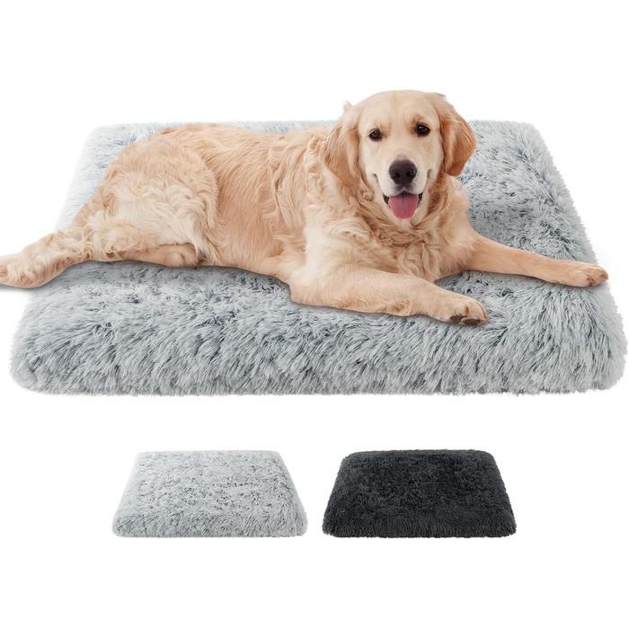 Крісло-лежанка для собак та котів Aomig, квадратне, плюшеве, 75x50x8 см, сірий колір