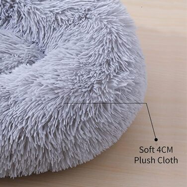 М'яке ліжко для собак та котів Doughnut, зручне, миється, Ø80 см, для цуценят, великих, середніх та маленьких собак, XXL, сірий