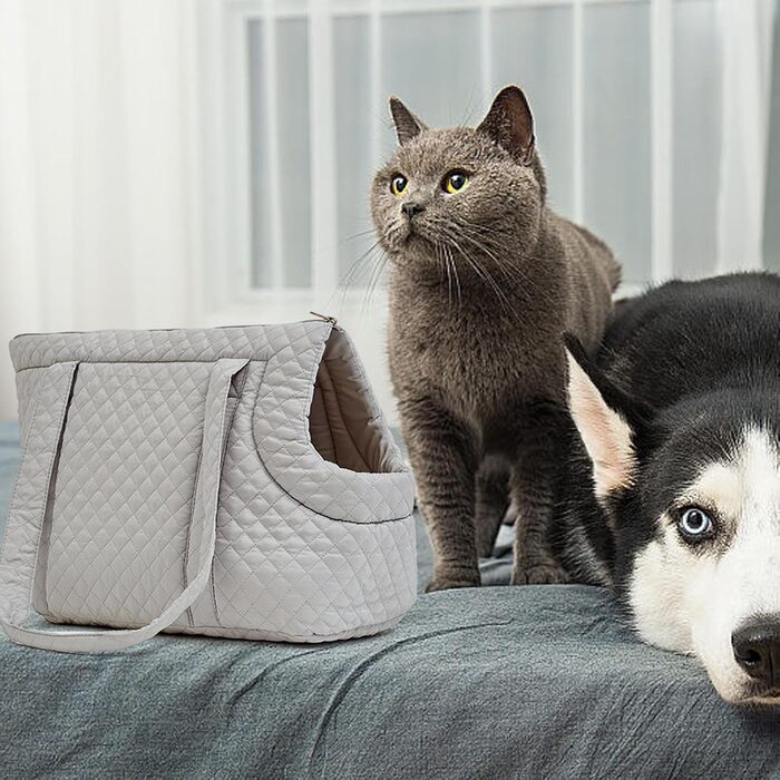 Сумка-переноска для собак та котів Yakermur | Легка бавовняна переноска для цуценят та кошенят | З кишенями, для зими