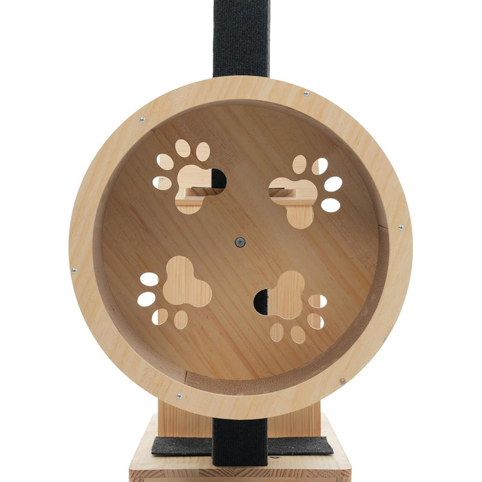 Кігтеточка для котів CareCooo 135 см з 12 стержнів, стабільна, з будиночком, сизаль, захист від перекидання, водонепроникна, для великих котів, коричнево-біла (Натуральний + Чорний + Дерево, XL)