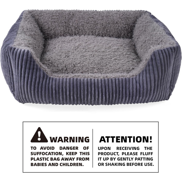 Ортопедичне ліжко для собак середнього розміру TWDEPART, сіре, 89 x 63 см, знімний чохол, антиковзаюче