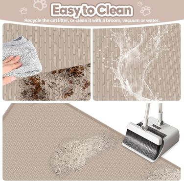 Килимок для котячого туалету Bartuke Katzenklo Matte, великий розмір, 101 x 71 см, силіконовий, контролює розсипання, м'який для лап, легко миється (Хакі)
