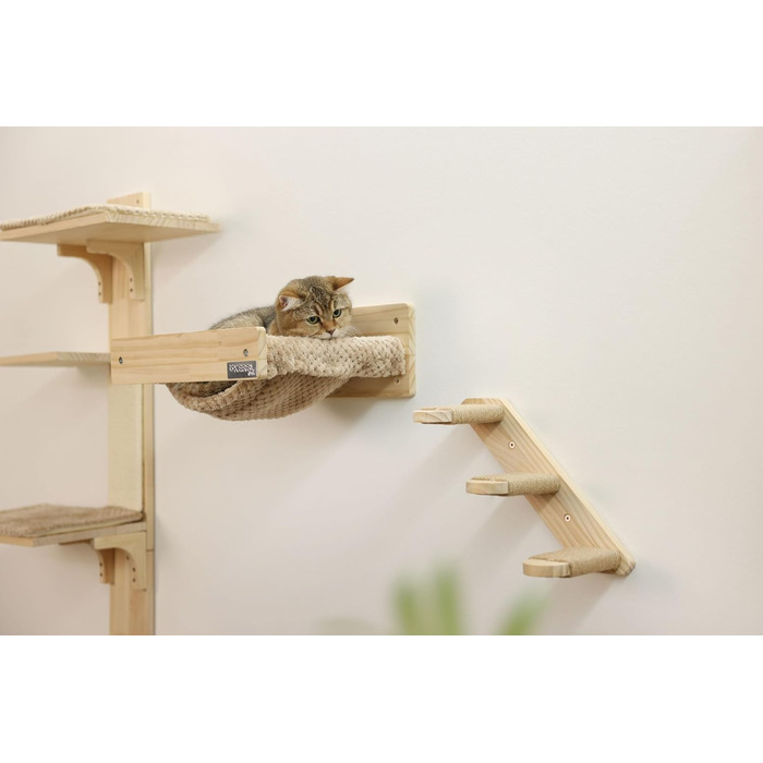 Котяча драбинка Kerbl з натуральної деревини, 38x16,5 см, для стіни, з джутом, для котів, макс. 6 кг