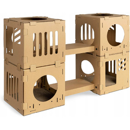 Модульний картонний будинок для котів та кошенят: 4 блоки та 2 містки