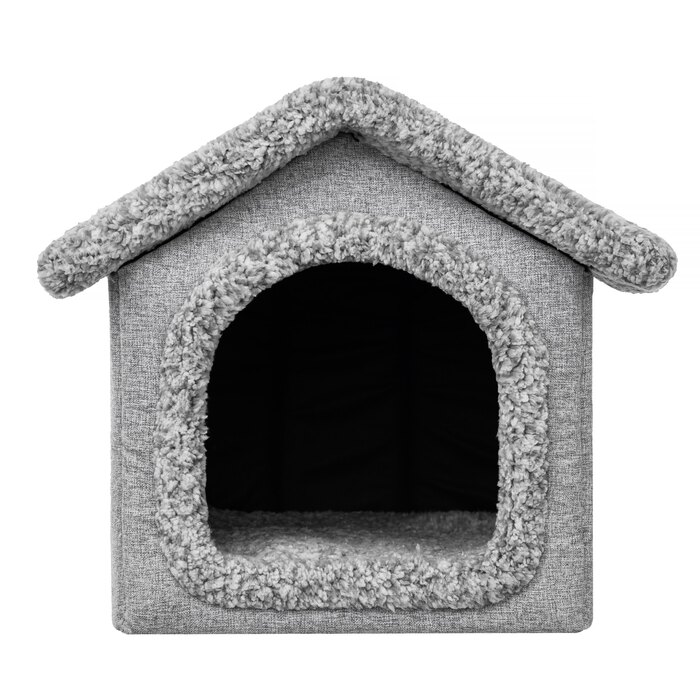 Тепла будка для собак з хутряним підкладкою та подушкою, середній розмір R5 60x70 см