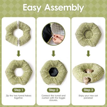 Туннель для котів MewooFun, 90 см, з м'яким лежаком, інтерактивна іграшка для котів, складаний, багатофункціональний