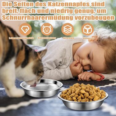 Набір з 8 мисок для котів Loppdece з нержавіючої сталі, 14 см, для чутливих вусів, підходить для кошенят та маленьких собак, можна мити в посудомийній машині