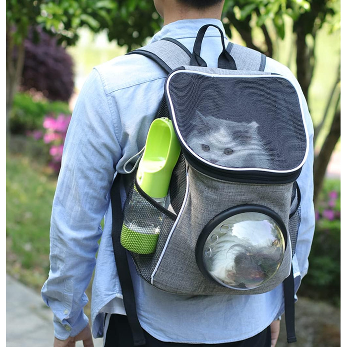 Водяна пляшка для собак Madeking: портативна, витокозахисна, з мискою для корму, для собак та котів (блакитна)