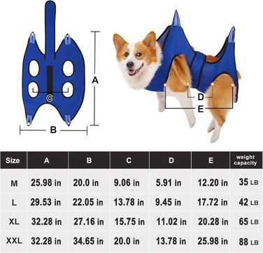 Гамак для грумінгу собак Kkiimatt, обладнання для догляду за тваринами, для середніх та великих собак/котів, набір для стрижки нігтів (кліпер + пилка), широка стрічка, мішок для відходів, блакитний