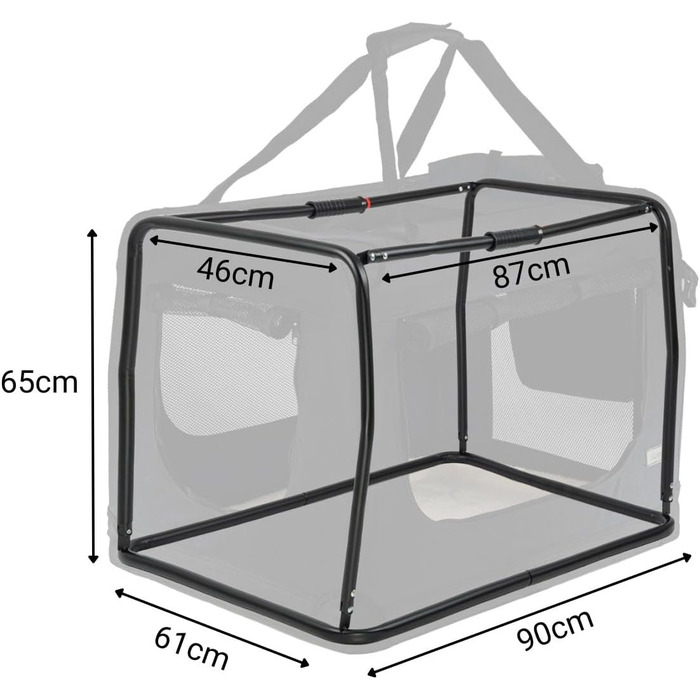 Транспортна переноска для собак та котів Lionto, 90x61x65 см, чорна, розкладна, до 22 кг