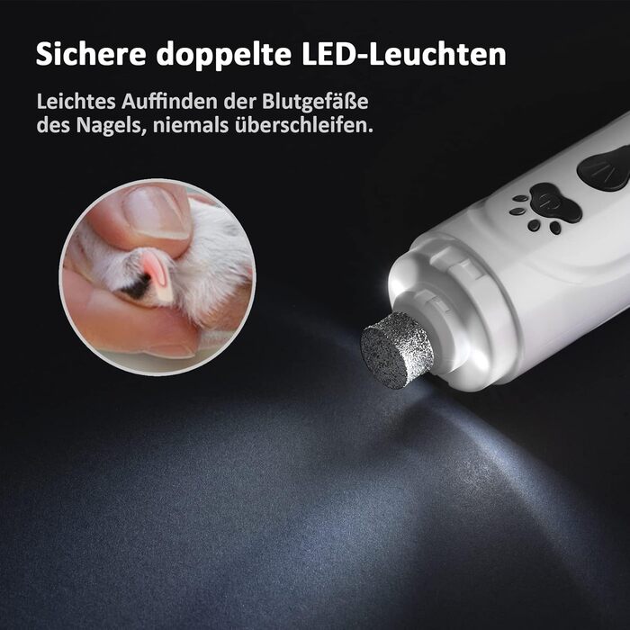 Електричний точило для собачих кігтів YABIFE - тихе точило для собак та котів, 3 швидкості