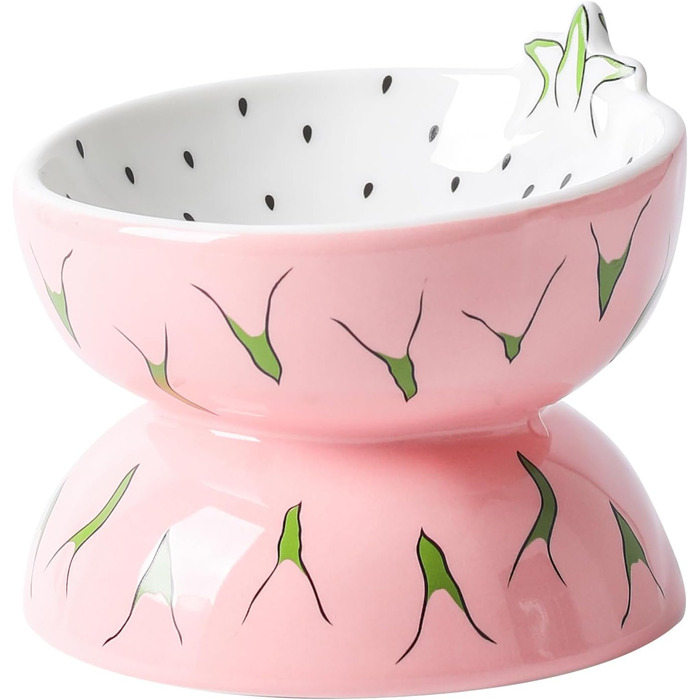 Котло propositions для котів TIGOADT, керамічна миска з дизайном ківі, нахилена годівниця для котів з підставкою, миска для кошенят, що запобігає блювоті, придатна для миття в посудомийній машині (рожева)