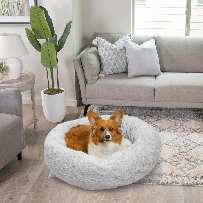 Круглий лежак для тварин Sheri The Original Calming Donut Lux - Сірий, 76 x 76 см