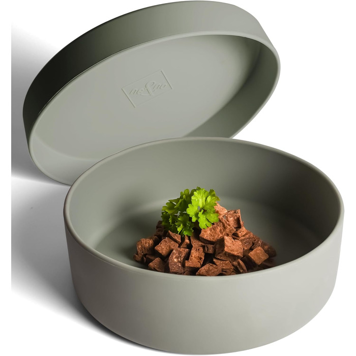 Силіконовий миска для собак ne&no® 1200 мл з кришкою | для маленьких та середніх собак | герметична, нековзна, набір sage green