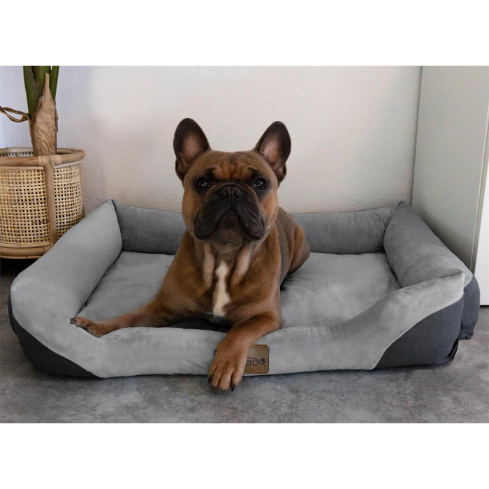 Корзина для собак Normani, ліжко для собак + ковдра, ліжко для домашніх тварин, знімний, пральний до 95°C, підходить для котів та собак, з екологічно чистих матеріалів, сірого кольору, розмір 60x80 см
