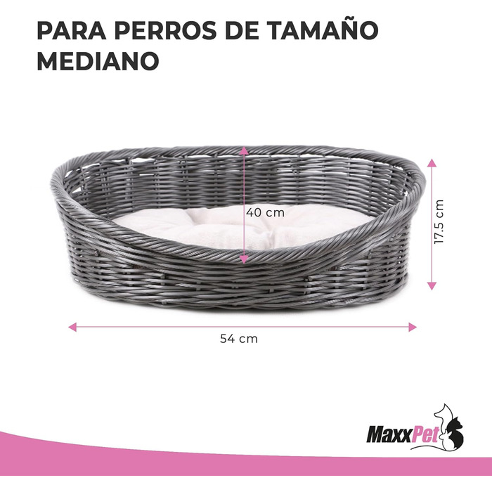 MaxxPet Ліжко для собак і котів, кругле, з подушкою, антрацит, 54x40x17,5 см
