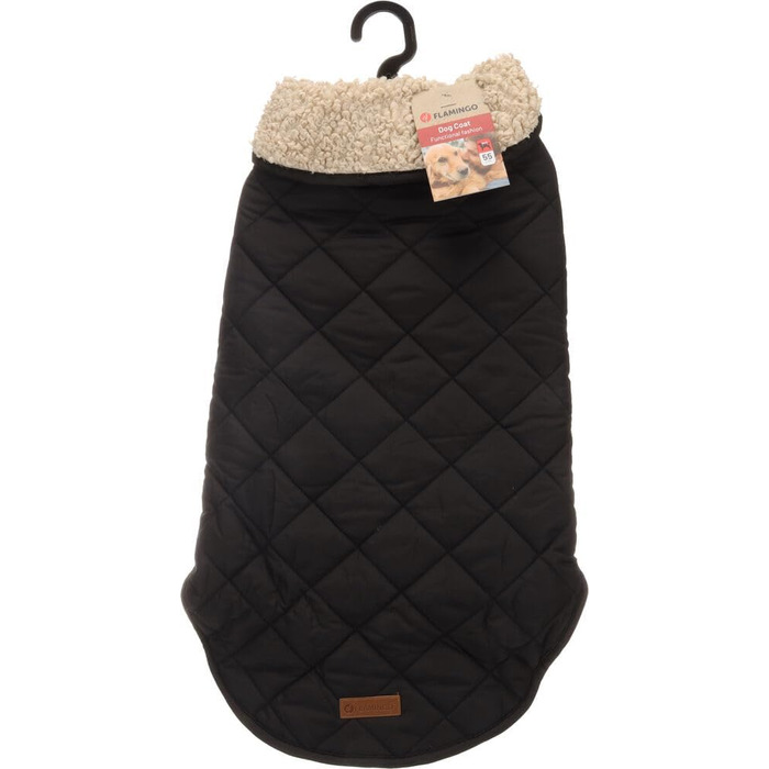 Теплий зимовий одяг для собак Flamingo Bonnie – чорний, розмір 55 см – преміум якість, водонепроникний, з плюшевою підкладкою