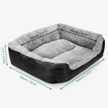 М'яке ліжко для собак та котів BELLE VOUS чорного кольору з антиковзною основою - водонепроникна піна з ефектом пам'яті для середніх та маленьких собак/котів, придатне для прання в пральній машині