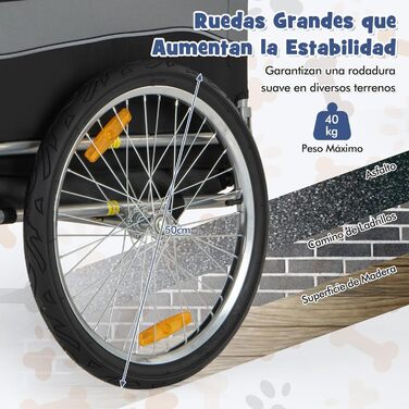 Фahrradanhänger GYMAX: візок для собак з трьома входами, до 40 кг, сірий