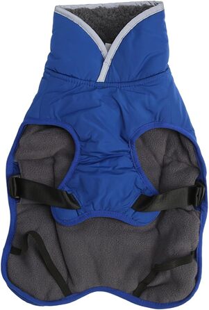 Теплий зимовий одяг для собак, куртка для собак, плюшевий нашийник з нейлону для маленьких та середніх собак з світловідбиваючим дизайном (Блакитний, L)