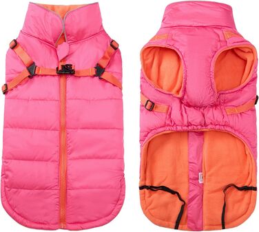 Зимові куртки для собак, шлейки, водонепроникні, з підкладкою з флісу, відбивачі, персоналізовані, для маленьких собак, оранжевий, XL (довжина спини: 44 см), S (довжина спини: 30 см), рожевий