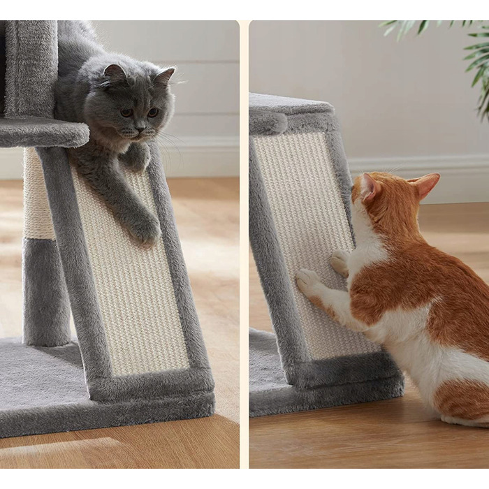 Великий кігтеточка-платформа 2в1 для котів, стійка рампа, світло-сіра, 96 см, Feandrea