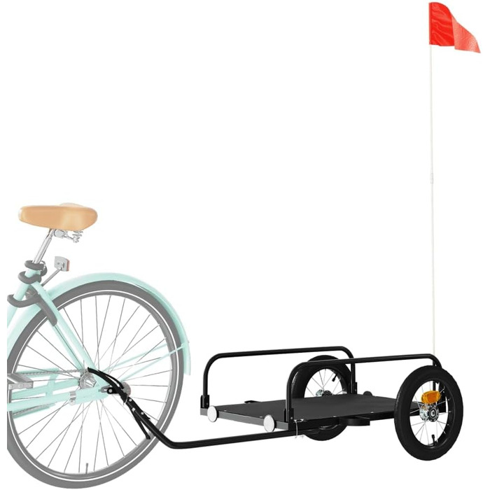 Причіп для велосипеда, переноска для собак, чорний, 122x53x31 см, метал, вагончик для покупок, компактна упаковка, проста збірка