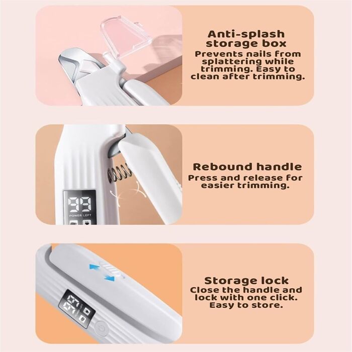 Триммер для нігтів 2-в-1 LED для собак та котів Neu з LED-підсвічуванням, захистом від бризок та регулюванням швидкості