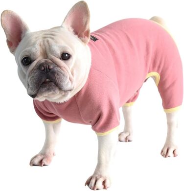 Піжама-комбінезон для собак YRRYGMN: теплий, м'який, для Французького бульдога, цуценят, маленьких та середніх собак (Темно-зелений, X-Large) (Темно-рожевий, XS)