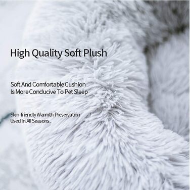 М'яке ліжко для собак та котів Deluxe, круглої форми, Doughnut, сірого кольору, 60 см, водонепроникне дно