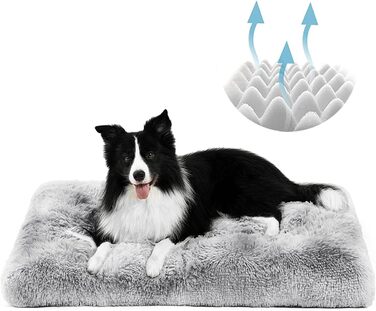 Велике собаче ліжко YAGE, миючий матеріал, ортопедичне ліжко, матрац для собачого будки, довге плюшеве ліжко, заспокійливе ліжко для собак, що бояться (L-90 см, сірий) L-90x70CM сірий