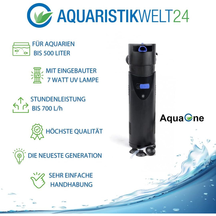 Внутрішній фільтр для акваріума AquaOne CUP-807 з UV-C лампою 7 Вт, до 500 л, продуктивність 700 л/год, фільтруюча помпа з УФ очищенням