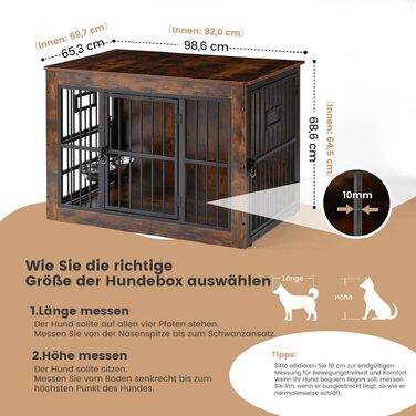 Меблі-клітка для собак Gardner Pet: вольєр-будиночок для дому, вінтажний коричневий, L 99 x B 65 x H 69 см