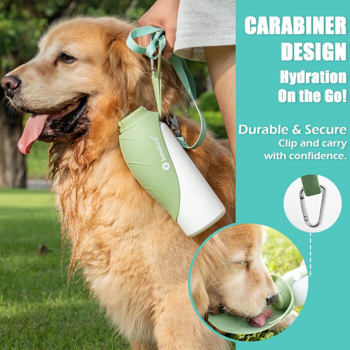 LumoLeaf Ізольована термофляга для собак, 800 мл - Зберігає воду холодною або теплою годинами, міцна та портативна для подорожей, широке горлечко для зручного наповнення та миття (Зелена, 800 мл)