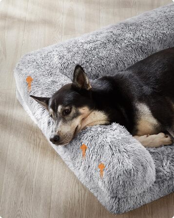 Ліжко для собак Feandrea FluffyHug XL, ортопедичне, знімний та праний чохол, для середніх і великих порід, 106x80x23 см, омбре-сірий