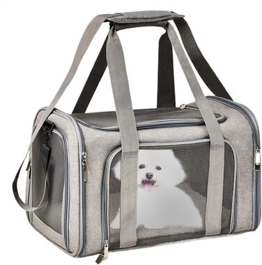 Транспортна переноска для тварин, сумка-переноска, переноска для собак, портативна, багатофункціональна, м'яка, складана, сіра