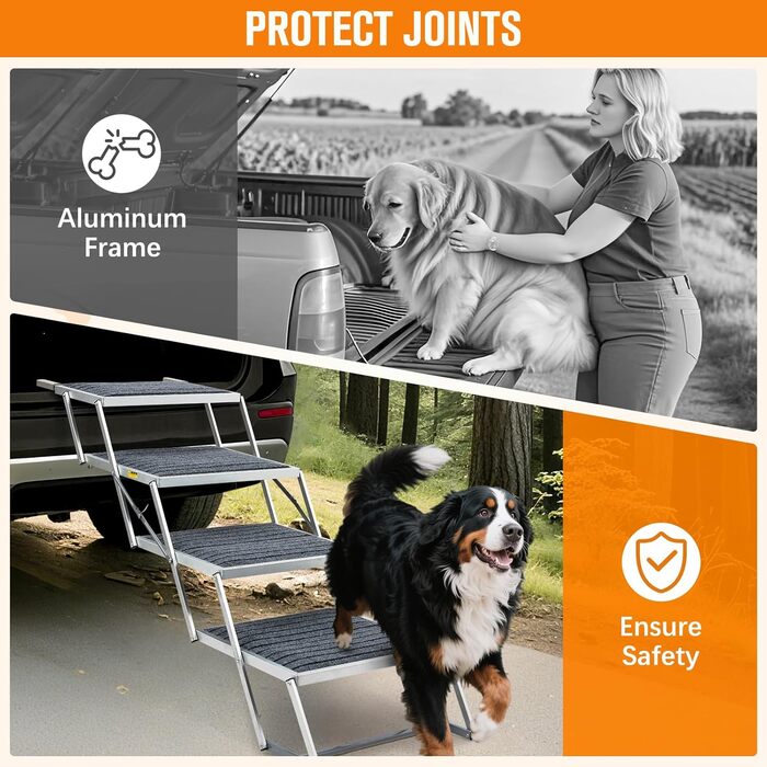 Східці для собак 4-ступінчасті, широкі (50,8 см), легкі алюмінієві - для SUV/LKW/Auto та високі ліжка, до 90 кг