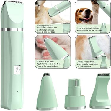 Набір для грумінгу домашніх тварин Tickle Paw 4 в 1: тример для шерсті, машинка для стрижки, шліфувальник для нігтів (для котів та собак)