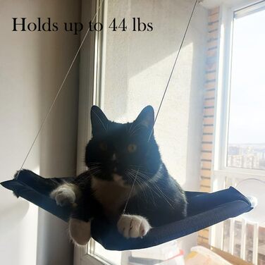 Котяча гамак для вікна JinRui-T, стійка, сонячне ліжко з міцними присосками, місце для відпочинку для котів, економія місця, кріплення, до 13,6 кг (чорний)