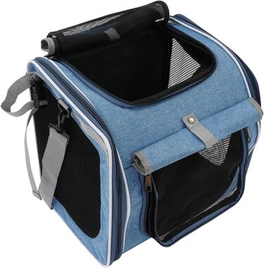 Рюкзак для собак і котів на велосипеді 32x29x39 см, з сіткою та кишенями, до 7,5 кг (синьо-зелений)