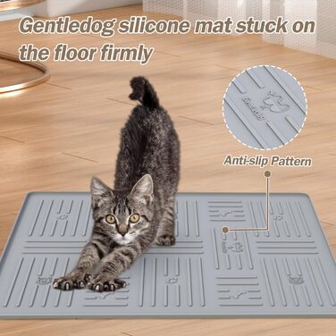 Килимок для котячого туалету GentleDog, великий, силіконовий, 87,1 x 63 см, сірий, вологостійкий