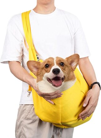 Жовта переноска для маленьких собак та тварин з регульованим ременем | Переноска для собак та котів для подорожей та прогулянок