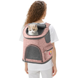 PETCUTE Рюкзак для собак, дихаючий, з м'яким матрацом, складний, з безпечною лінією, для подорожей, велосипеда, літака (Рожевий)