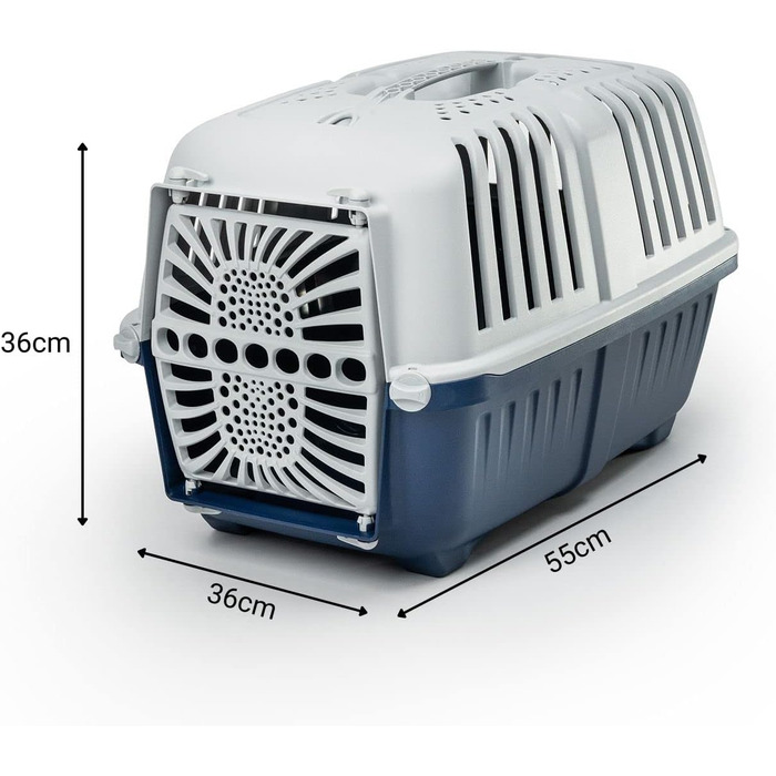 Транспортна переноска для собак Lionto, 55x36x36 см, сіра, з ручкою, для котів та тварин до 15 кг